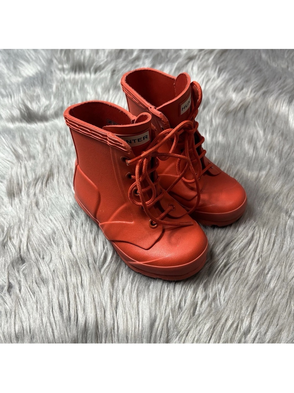 Hunter Toddler Lace Up Rain Boots Orange Size 8B/9G